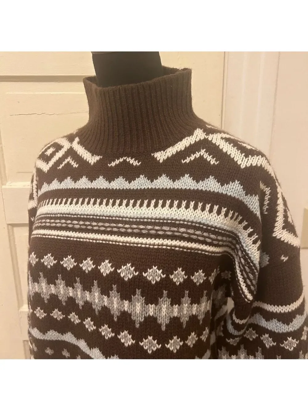 SUNDANCE Women’s.Wool Blend Intarsia Pullover Sweater Cottage Core Cosy